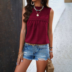 Spring and summer temperament casual solid color sleeveless vest top