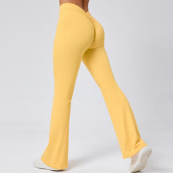 Peach hip lift yoga V waist flared pants fitness sports wide legs slightly high waist quick drying yoga pants