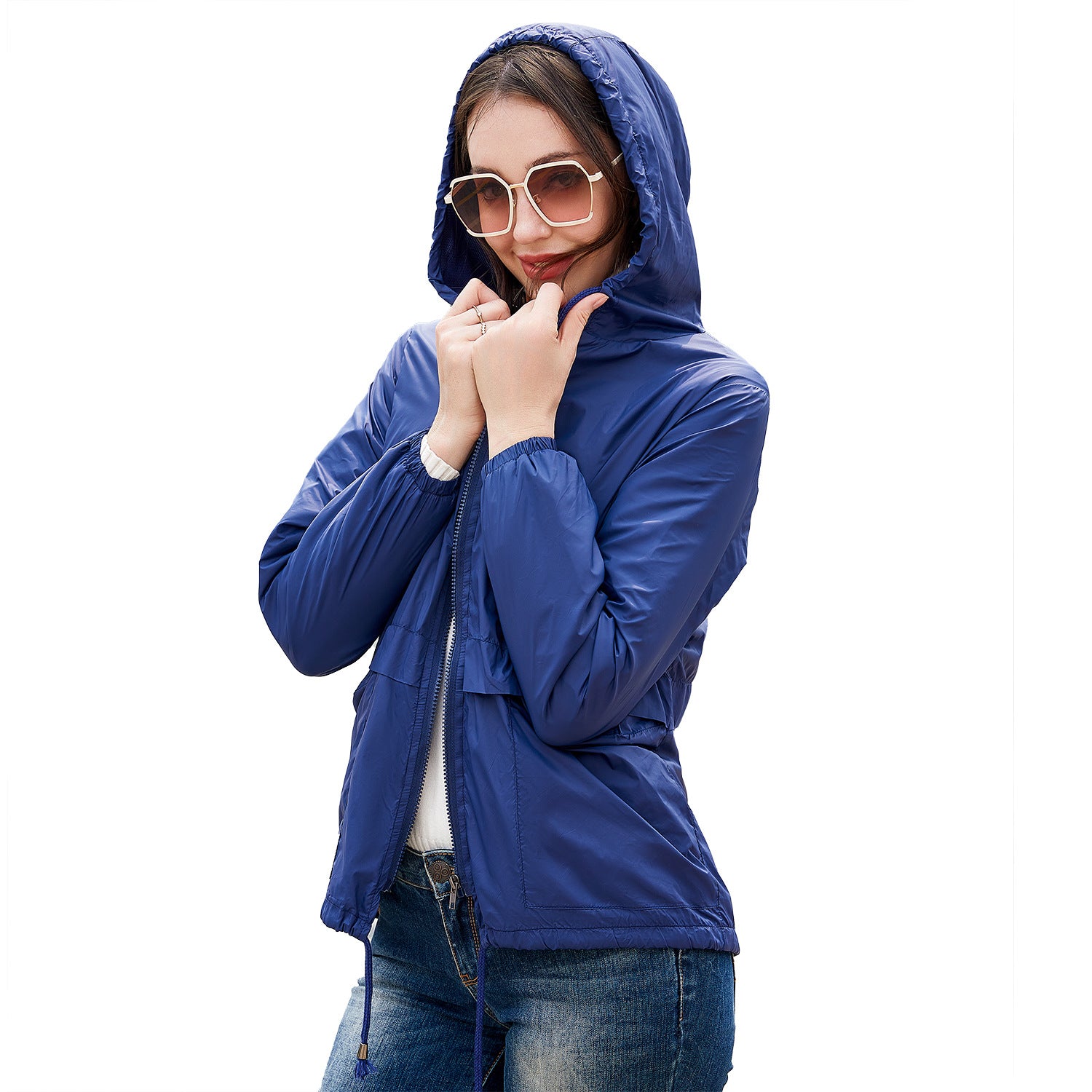 Hooded jacket Outdoor raincoat Short trench coat Cardigan jacket