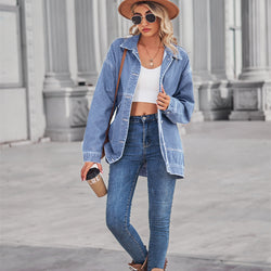 Versatile Skinny Retro Classic Loose Denim Jacket Top Women