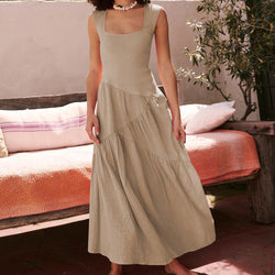 French temperament fashion long dress halter strap U-neck high-end dress