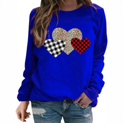 Leopard print love pullover loose casual crew neck women's sweater