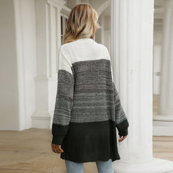 Color matching knitted sweater casual cardigan jacket women