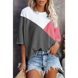 Pullover Crew Neck T-Shirt Women's Multicolor Loose Short Sleeve Top Women's