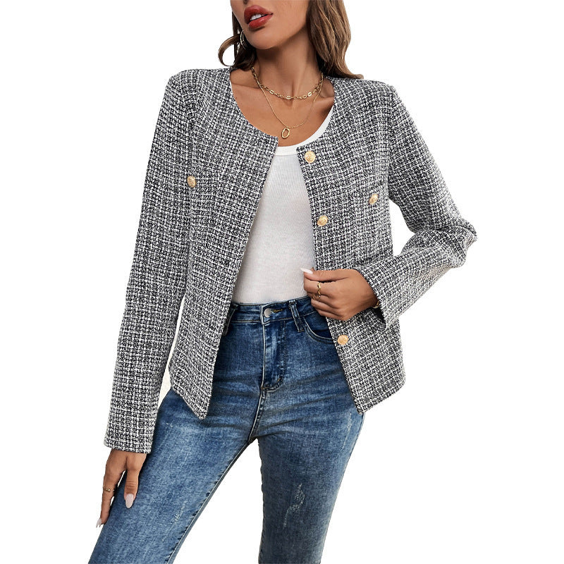 Xiaoxiangfeng top design jacket cross-border plaid cardigan