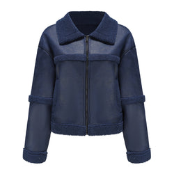 Fleece leather jacket casual windproof jacket women's clothing