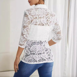 Solid color fashion lace stitching small blazer women's top