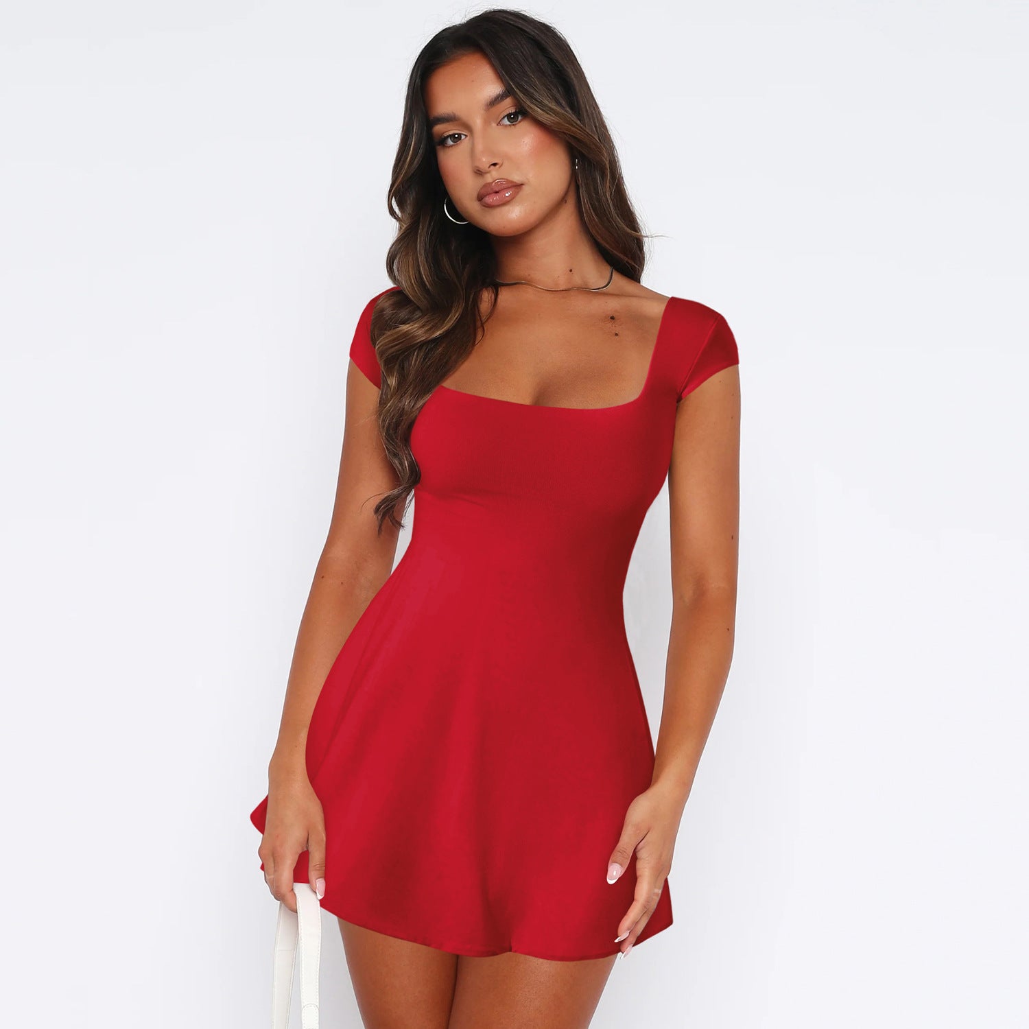 Elegant square collar with waist strap Sexy backless Spice Girl Premium Summer Dress