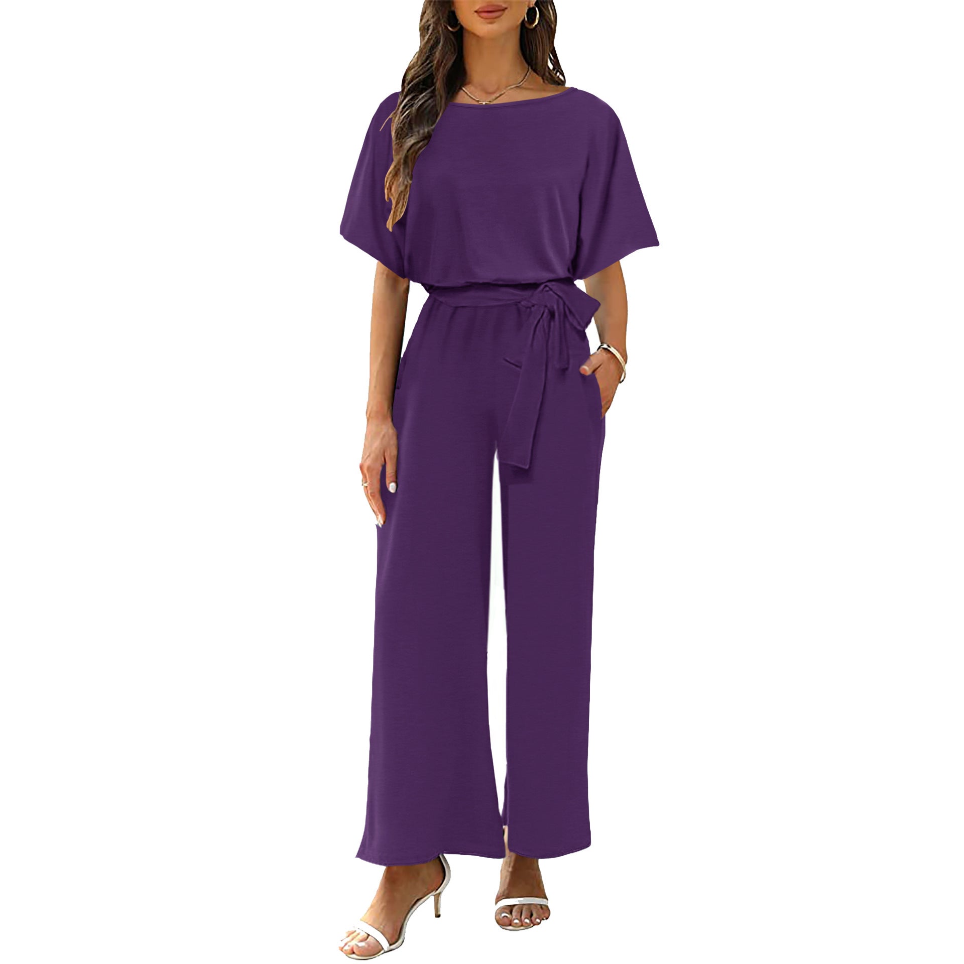 Crew Neck Short Sleeve onesie Women's Jumpsuit