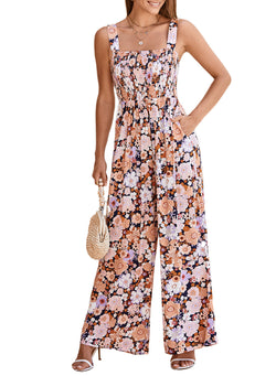 Women's suspender trousers cross-border autumn explosion floral printing sleeveless jumpsuit women