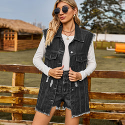 New denim vest vest summer fashion trend denim sleeveless vest women