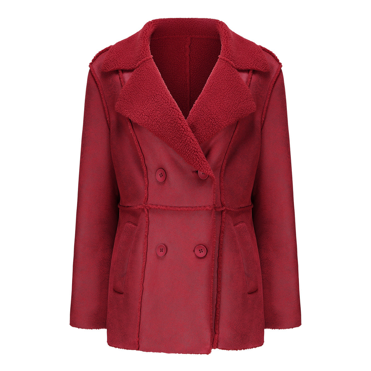 Fleece leather jacket women's autumn and winter medium and long coat suede jacket women