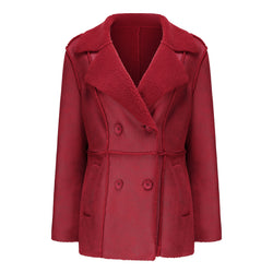 Fleece leather jacket women's autumn and winter medium and long coat suede jacket women