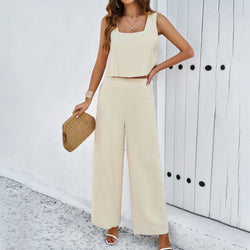 Spring and summer casual temperament sleeveless vest set two-piece set