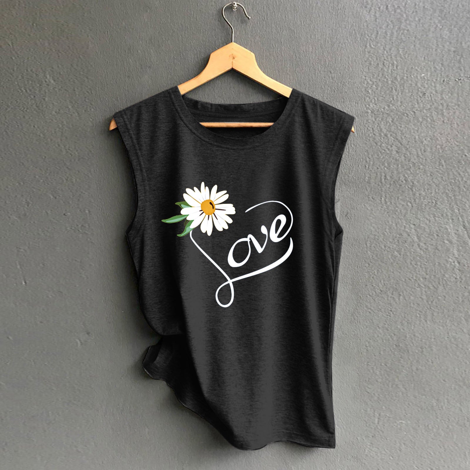 Sunflower Women's Crew Neck Loose Top Sleeveless Vest