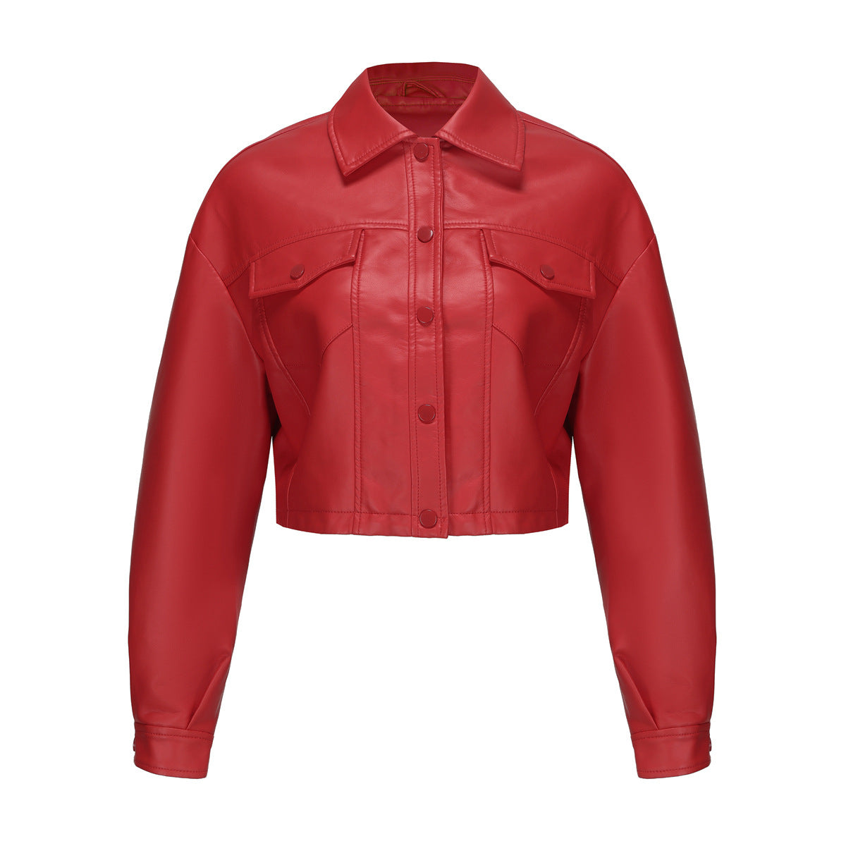 Loose casual leather jacket women's long-sleeved single-breasted women's short jacket large size