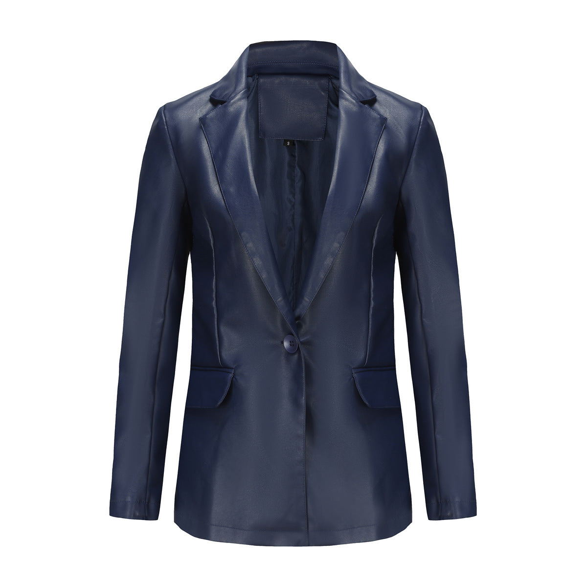 Small suit cross-border long-sleeved jacket women's single-grain buckle commuter casual solid-color leather jacket