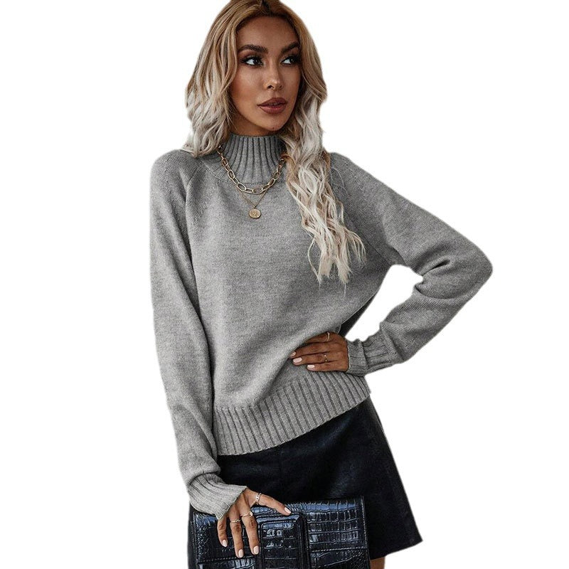 Pullover shirt cross-border autumn and winter medium and long pit striped split-ended slim-fit bottoming sweater