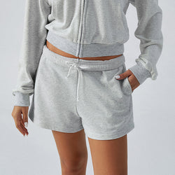 Hooded cardigan sweater jacket casual sweatpants set women's two-piece set