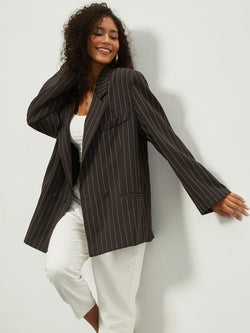 Fashion Casual Loose Striped Suit Large Edition Jacket Autumn