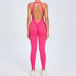 Back buckle yoga onesie women's peach hip backless sports quick-drying onesie