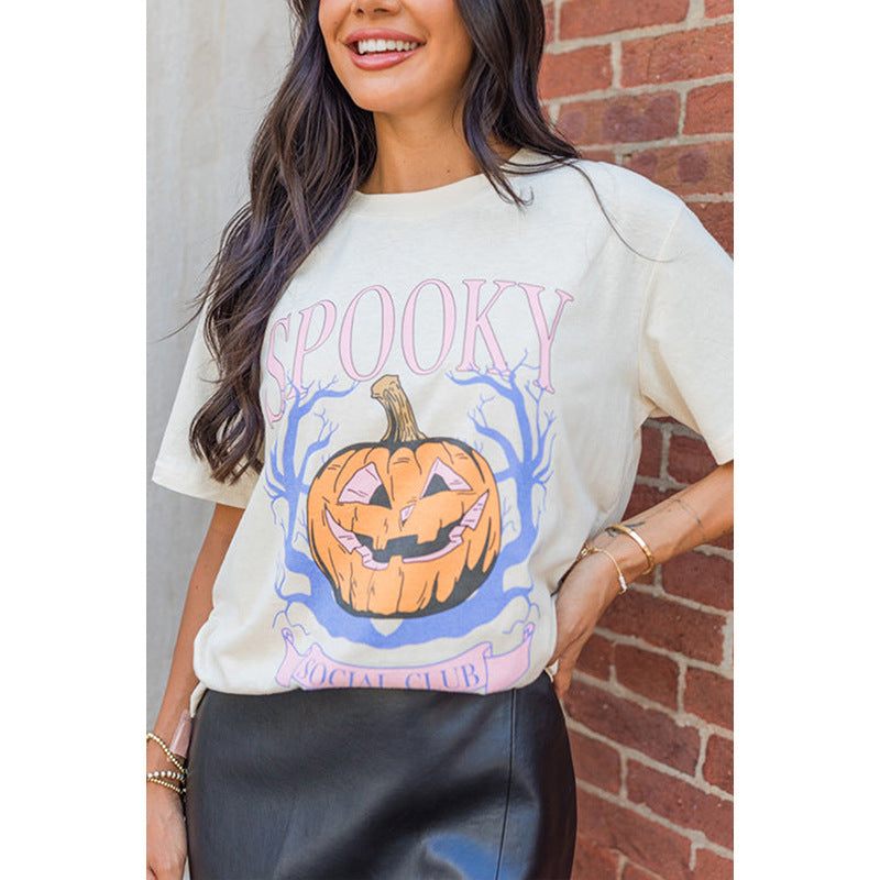 Personality Trend Halloween Printed T-Shirt Girl