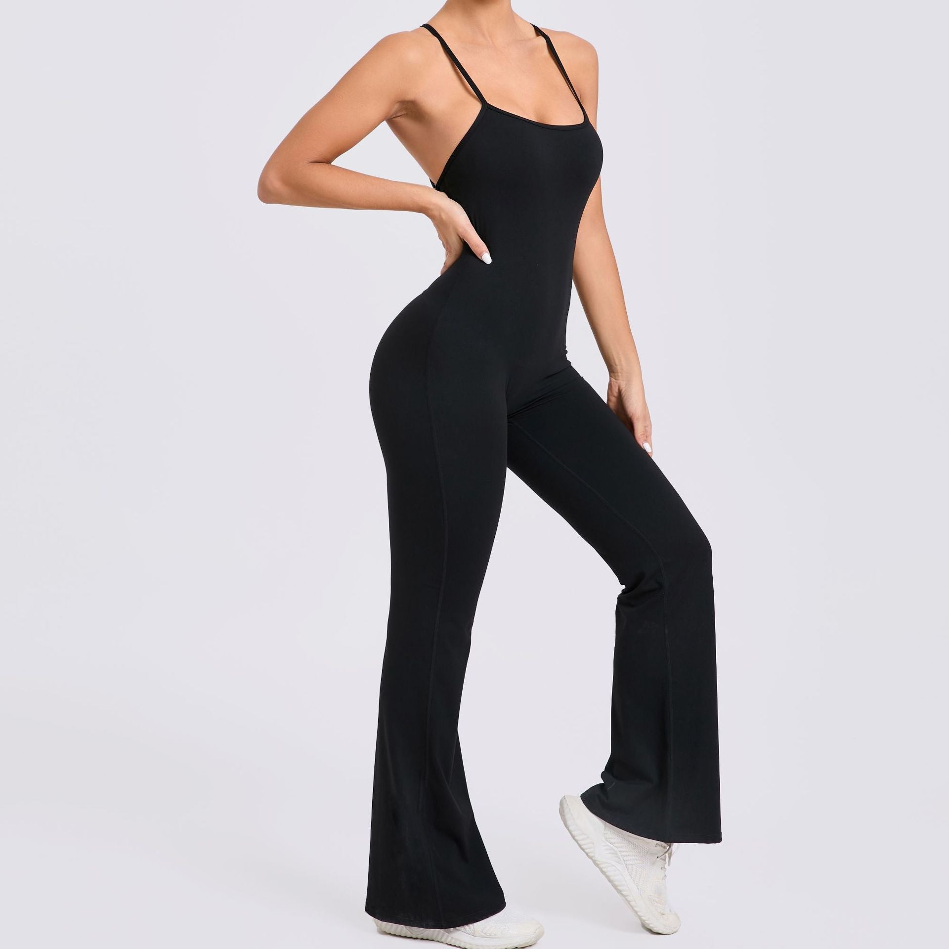 Adjustable shoulder strap horn yoga one-piece suit sports fitness hollow hip lift one-piece yoga suit