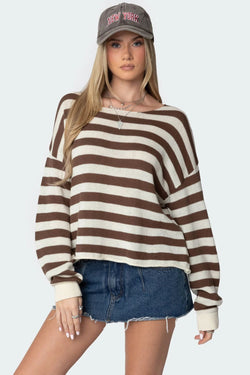 Knitted Top Women's Casual Loose Striped Long Sleeve Pullover Sweater Women