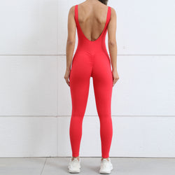 Hollow back peach buttocks tight one-piece yoga clothes women's nude quick-drying sports one-piece fitness clothes