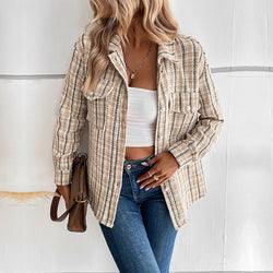 European and American Xiaoxiangfeng design jacket retro cross-border plaid cardigan