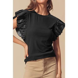 Short-sleeved jumper for women's European and American fashion versatile pleated T-shirt for women