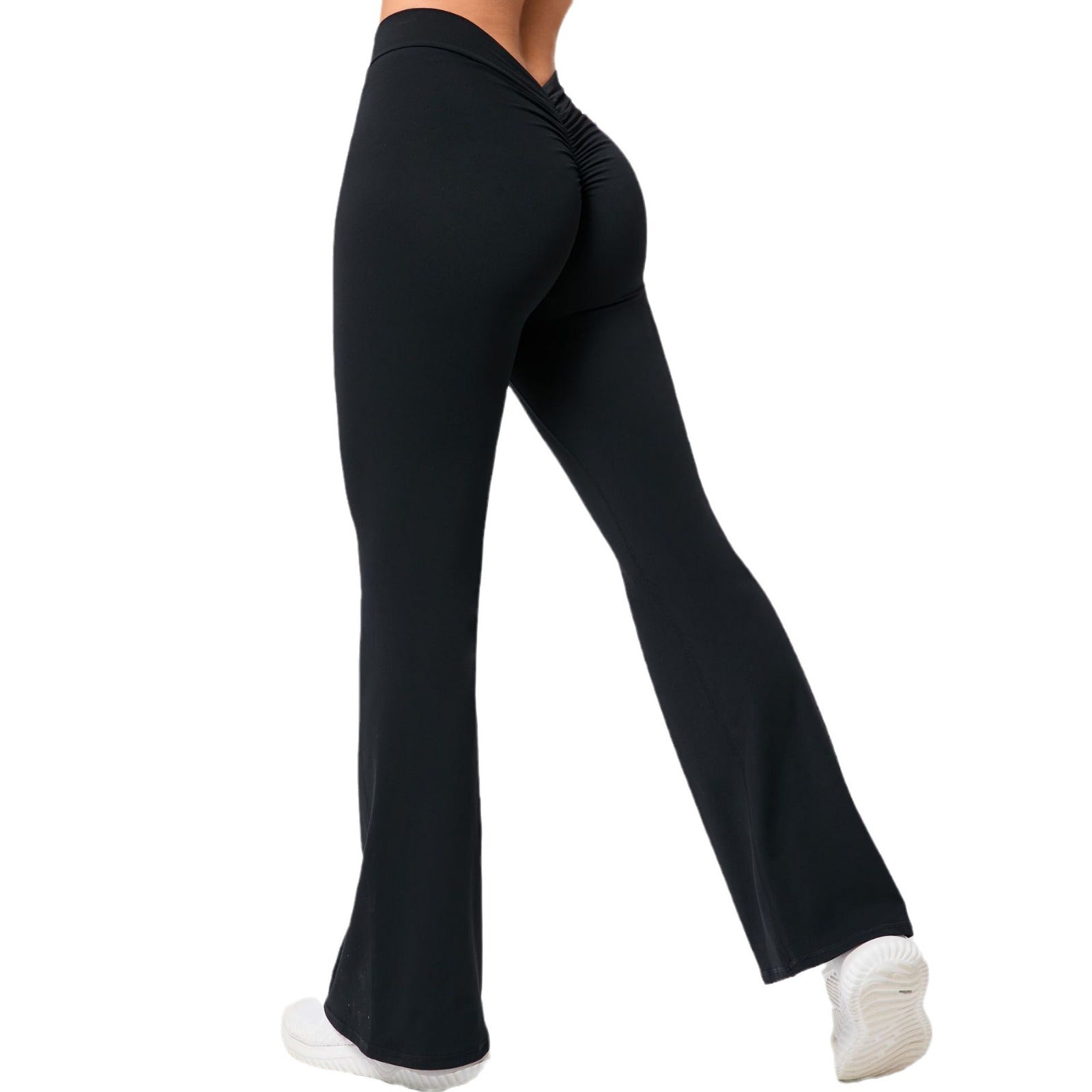 Peach hip lift yoga V waist flared pants fitness sports wide legs slightly high waist quick drying yoga pants