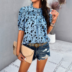 Spring and summer temperament casual printed short-sleeved top