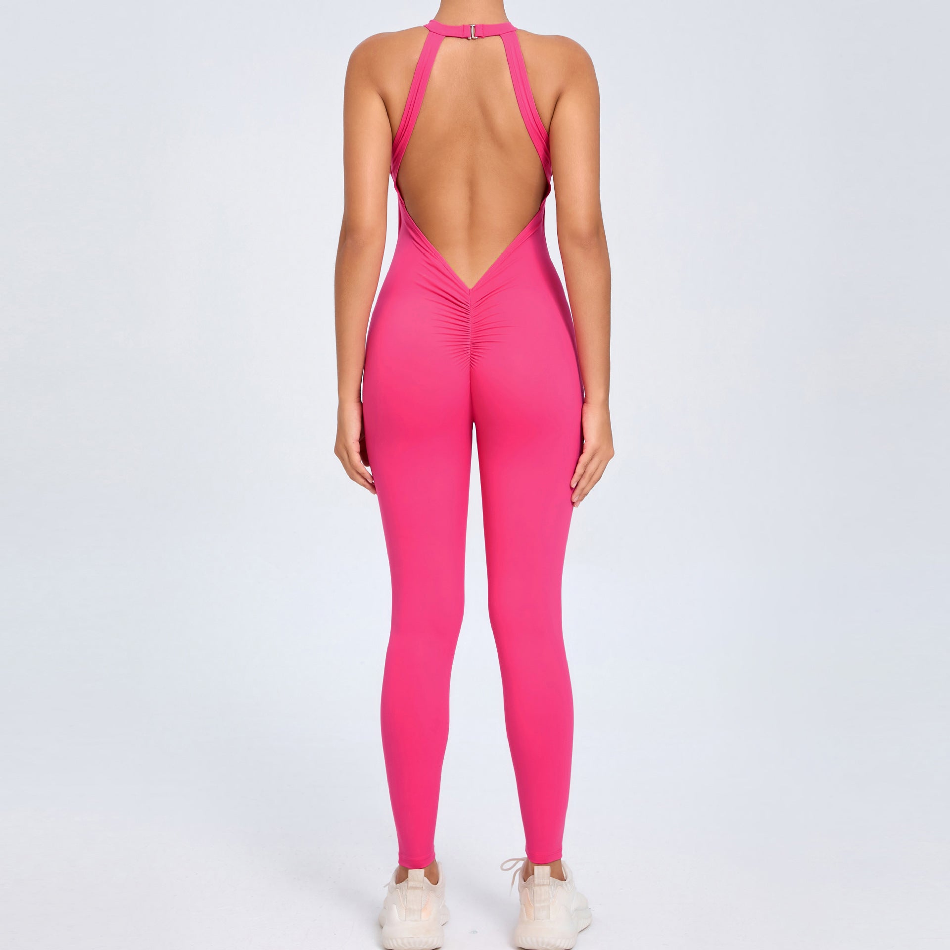 Back buckle yoga onesie women's peach hip backless sports quick-drying onesie