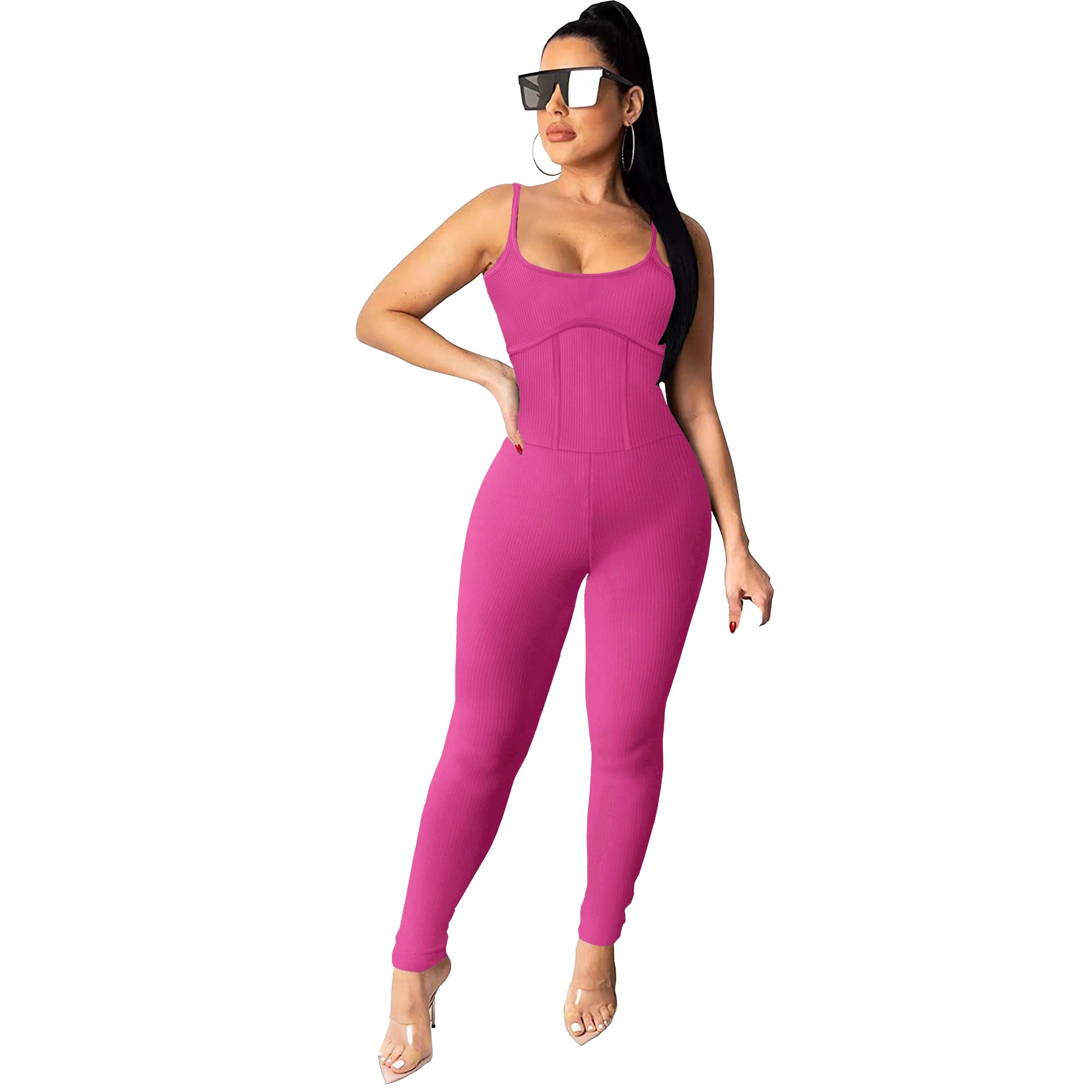 Suspender jumpsuit ribbed jumpsuit tights