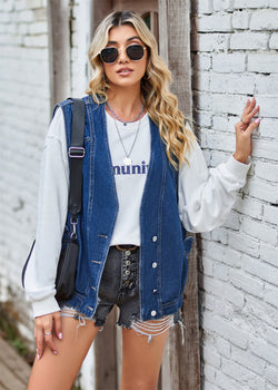 One-breasted denim vest vest casual vest