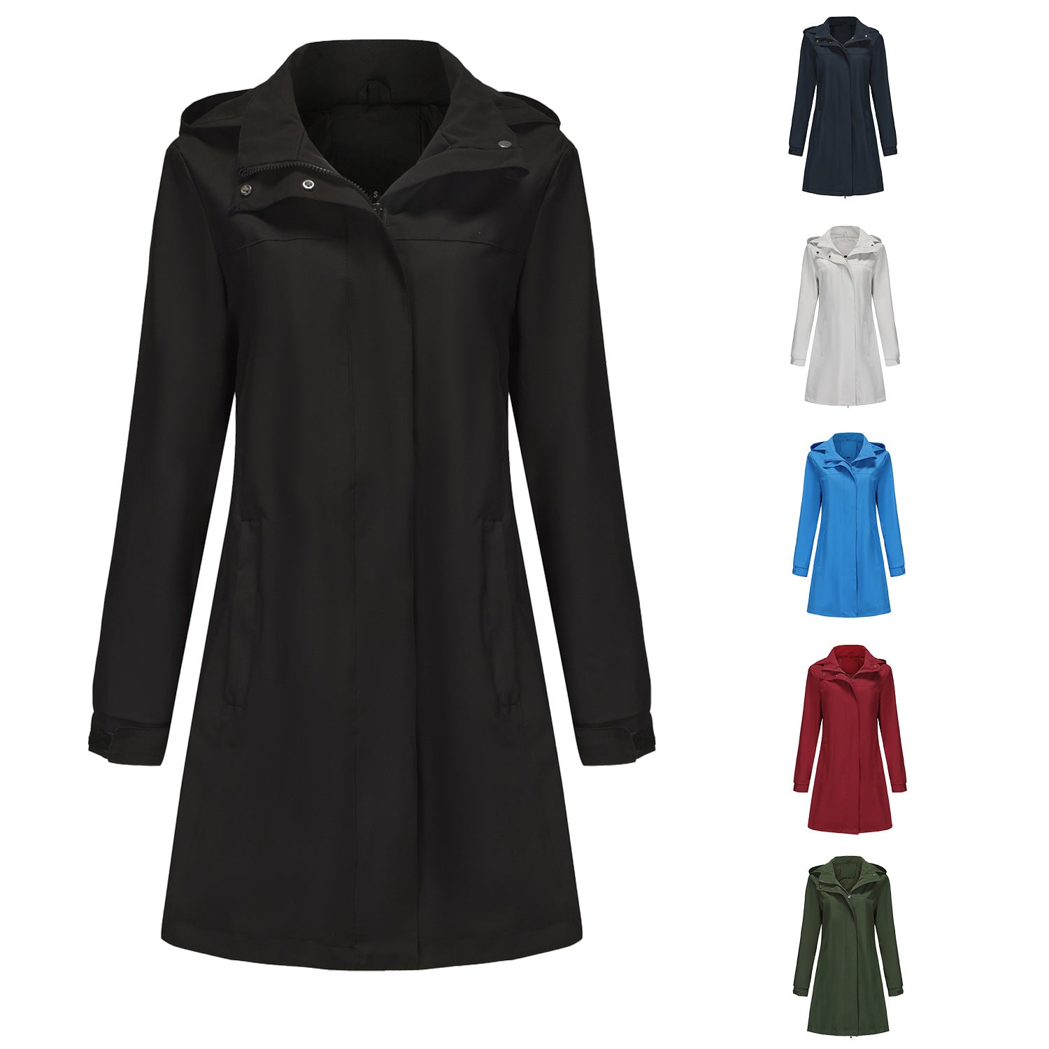 Anti-splashing trench coat women's solid color long-sleeved thin jacket casual women's clothing