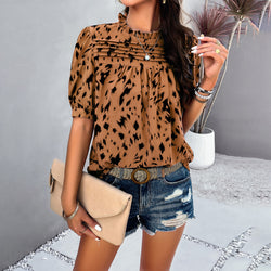 Spring and summer temperament casual printed short-sleeved top