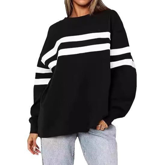 Women's oversized loose sweatshirt crew neck long-sleeved top casual pullover sweater