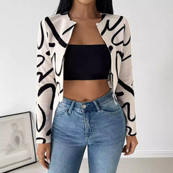 Women's Fashion Casual Abstract Printed Cardigan Jacket Top Women's Clothing