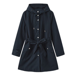 Thin casual loose trench coat with belt for women