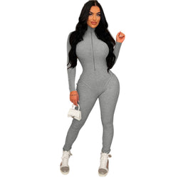 Long Sleeve Bodysuit Turtleneck Ribbed Jumpsuit