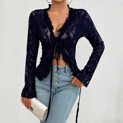 Spring/Summer Sexy Slim Long Sleeve Lace Top