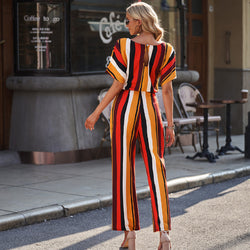 Women's fashion temperament striped new jumpsuit