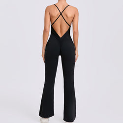 Adjustable shoulder strap horn yoga one-piece suit sports fitness hollow hip lift one-piece yoga suit