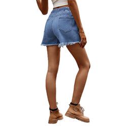 Skinny elastic waist denim casual shorts women's trend