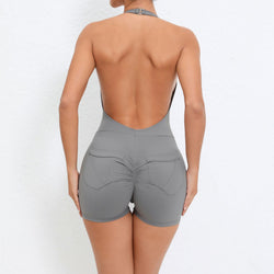 Neck pocket nude hip lift beautiful back yoga onesie women's backless fitness sports tight onesie