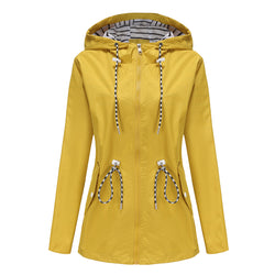 Medium and long trench coat women's hooded striped raincoat plus size women's clothing