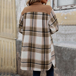 Autumn and winter women's cross-border polished plaid long coat women