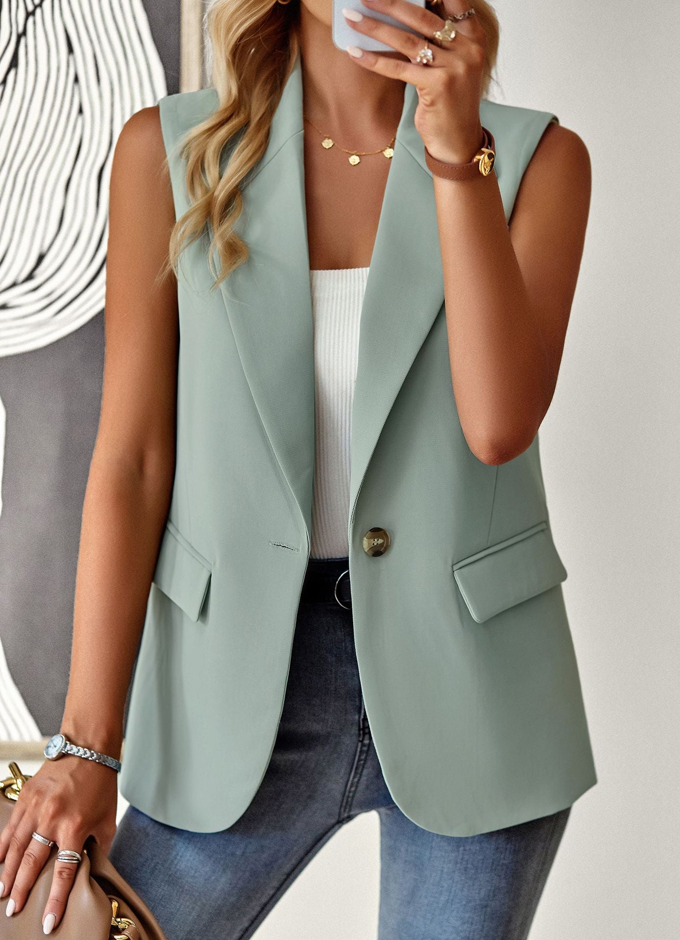 Spring and summer loose temperament commuter sleeveless suit vest